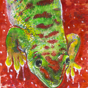 Crimson Day Gecko - Original Watercolor