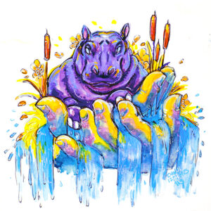 Tiny Hippo - Watercolor Original