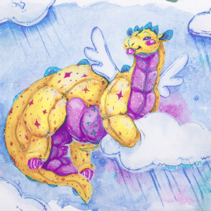 Prism Plushie Dragon - Original Art/Watercolor 9x12